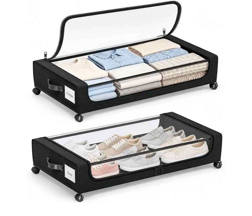 Set of 2 Rolling Under-Bed Storage Bins